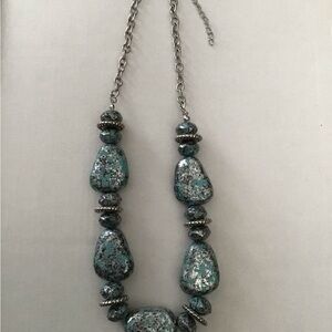 Paparazzi Silver and Blue Statement Necklace